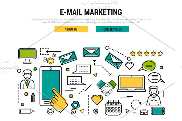 E-mail marketing line concept