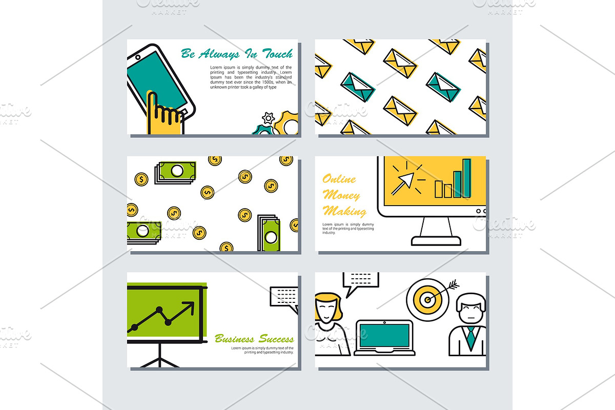 Six card template - business banners in Illustrations - product preview 8