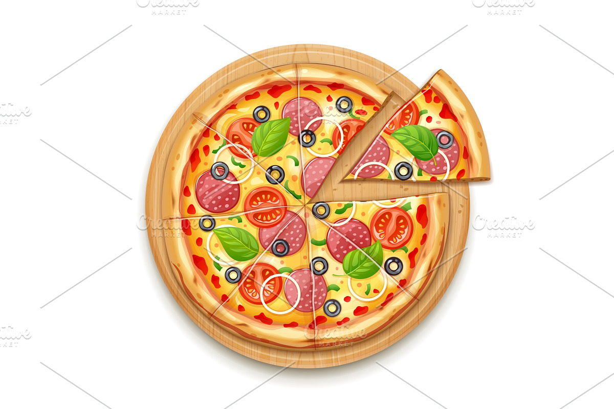 Fresh pizza with tomato, cheese. in Illustrations - product preview 8