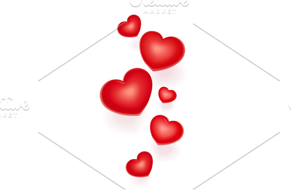 Red hearts. Symbol for Valentines