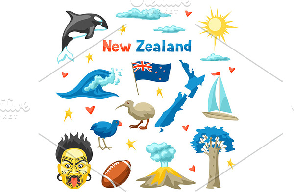 New Zealand icons set.