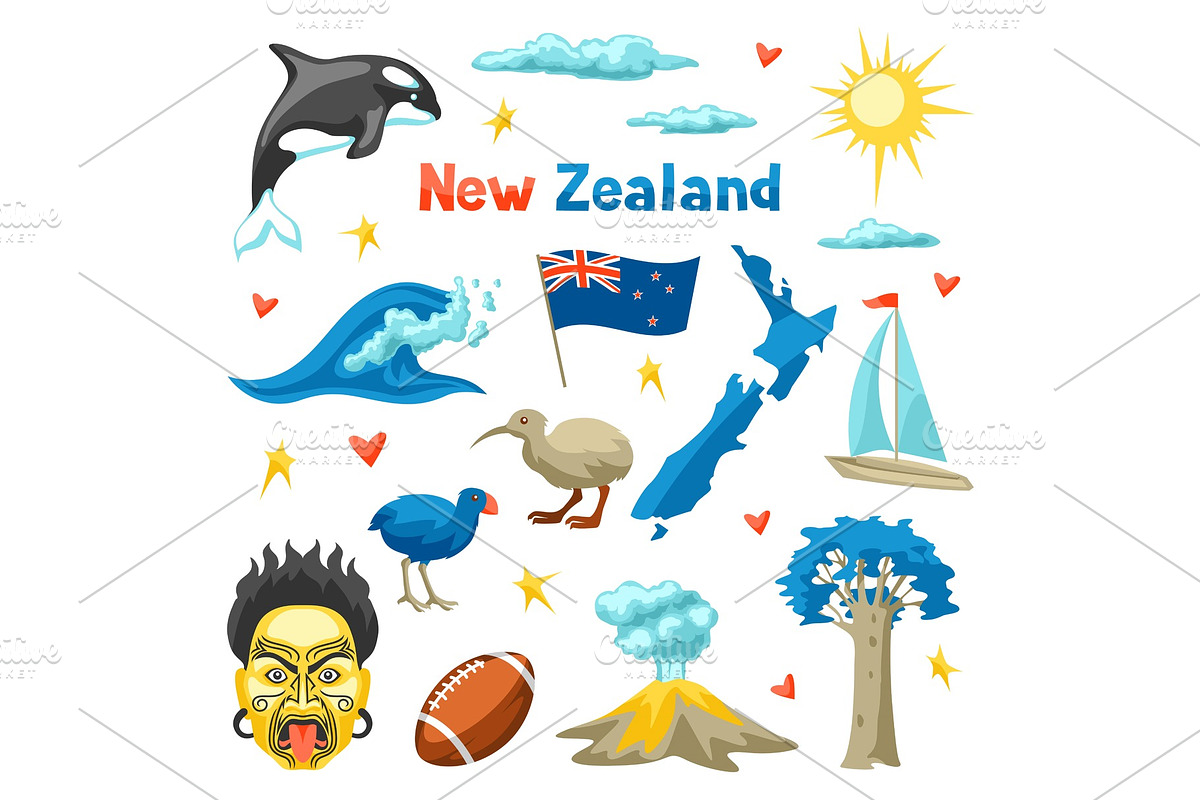 New Zealand icons set. in Illustrations - product preview 8