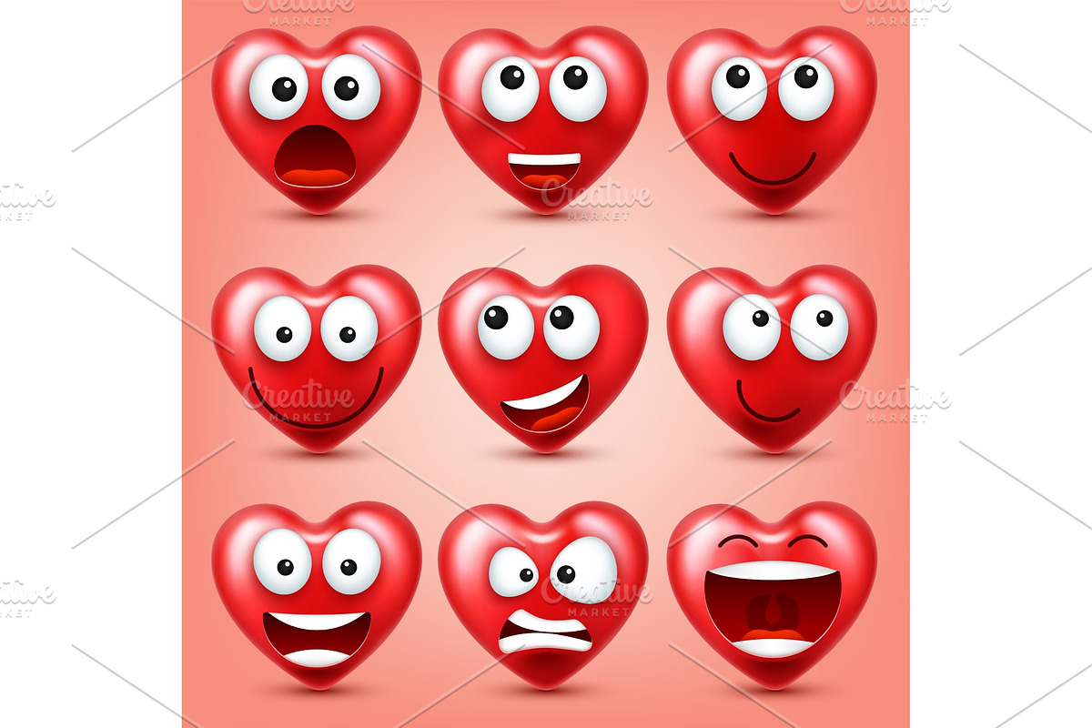 Heart smiley emoji vector set for in Objects - product preview 8