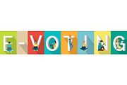 E-voting Concept Web Banner in Flat