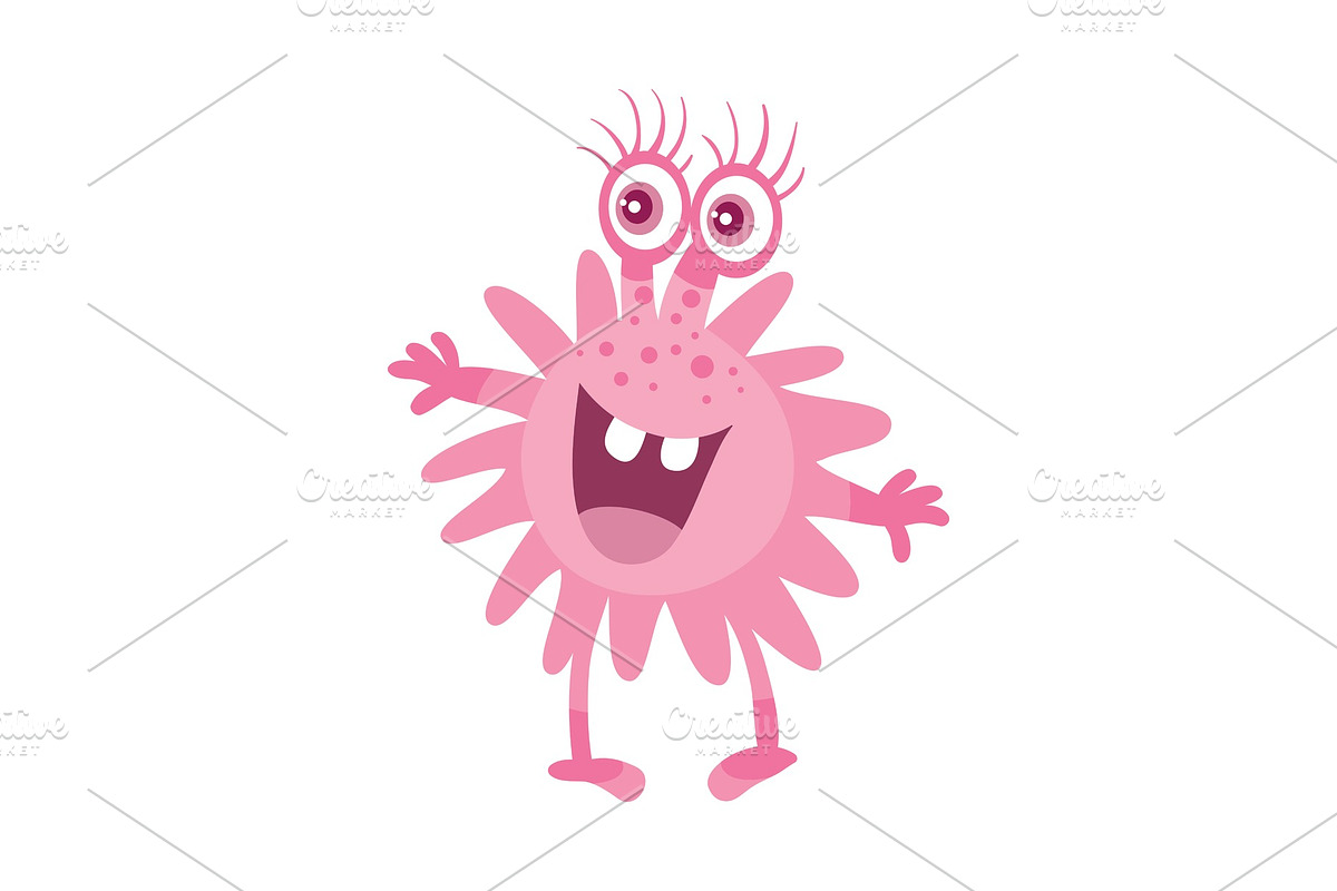 Cartoon Pink Microorganism. Funny in Illustrations - product preview 8