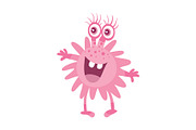 Cartoon Pink Microorganism. Funny