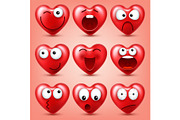 Heart smiley emoji vector set for