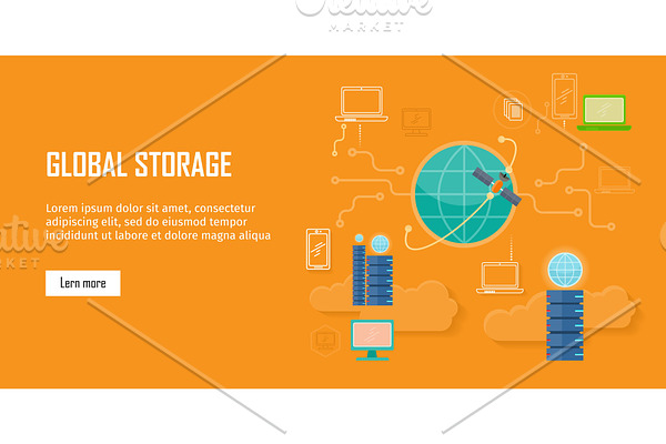 Global Storage Web Banner in Flat