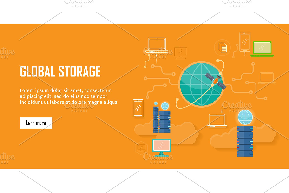Global Storage Web Banner in Flat in Illustrations - product preview 8