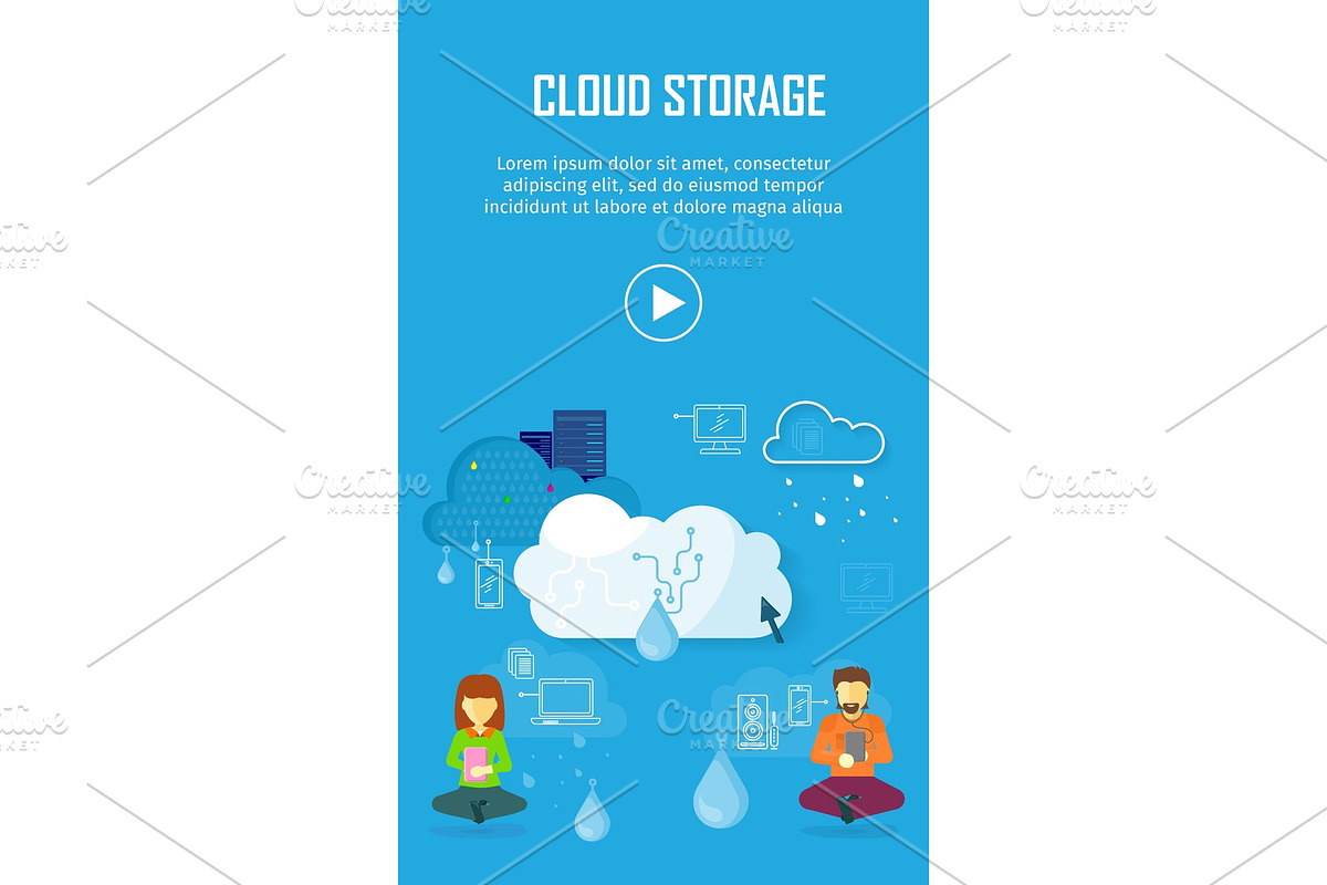 Cloud Storage Video Web Banner in in Illustrations - product preview 8