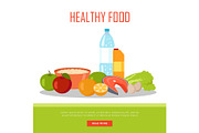 Healthy Food Banner Isolated on