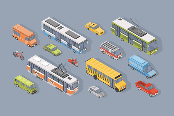 Isometric transport set and seamless in Illustrations - product preview 1