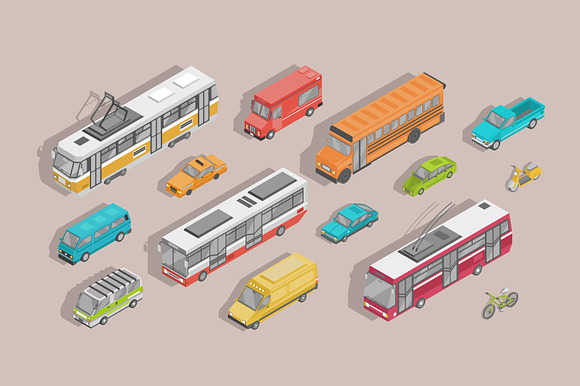 Isometric transport set and seamless in Illustrations - product preview 2
