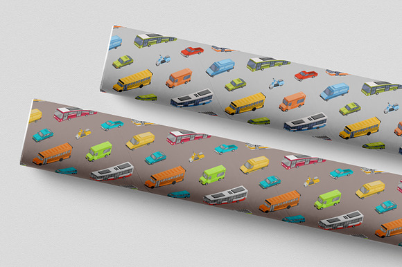 Isometric transport set and seamless in Illustrations - product preview 7