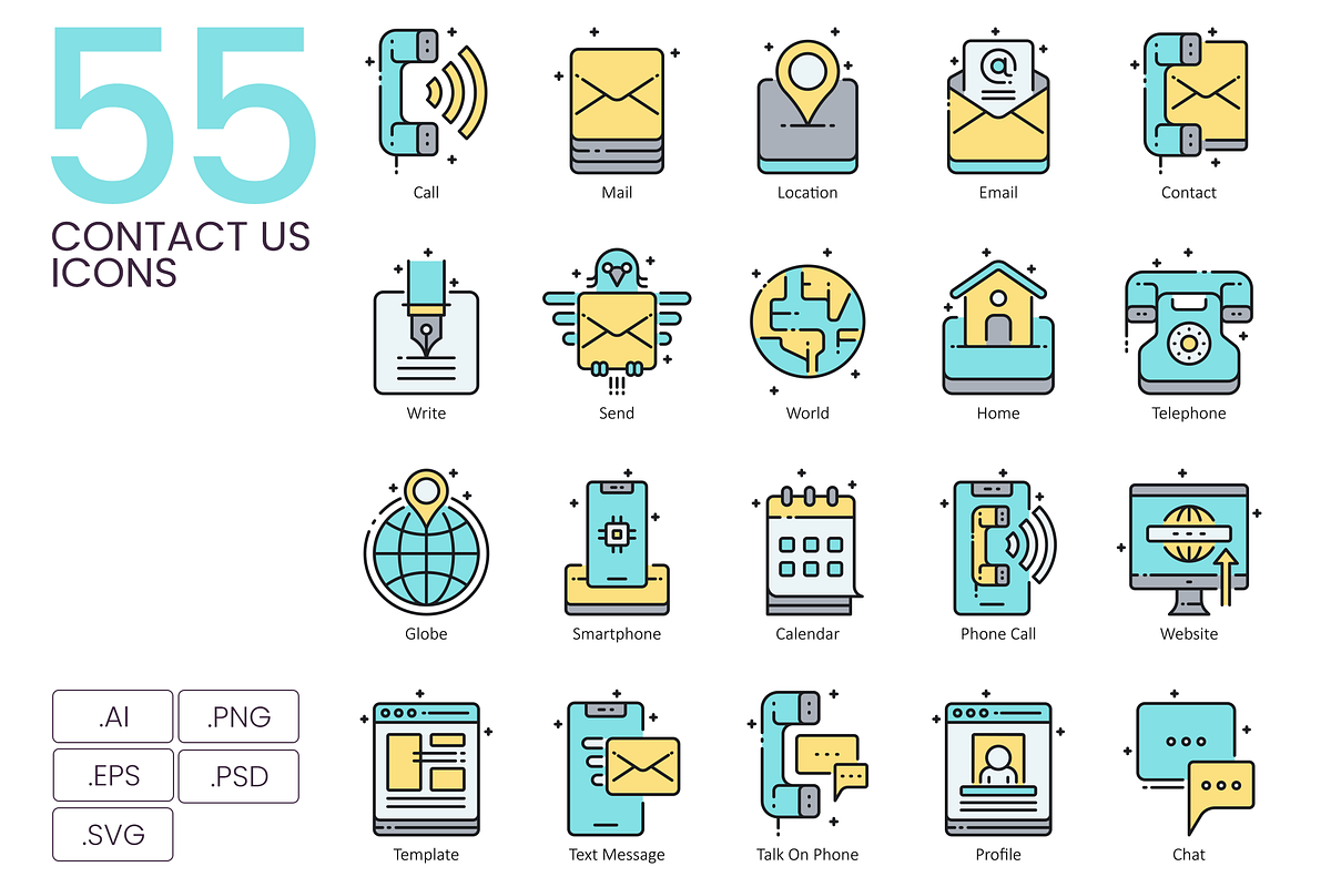 1400+ Icons - Aqua Vector Bundle in Contact Icons - product preview 8
