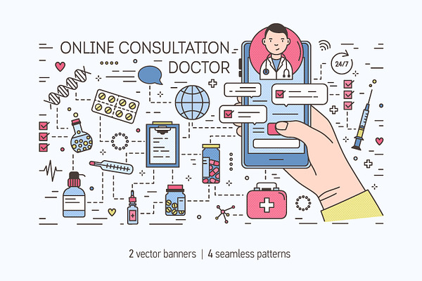 Online doctor banner and seamless