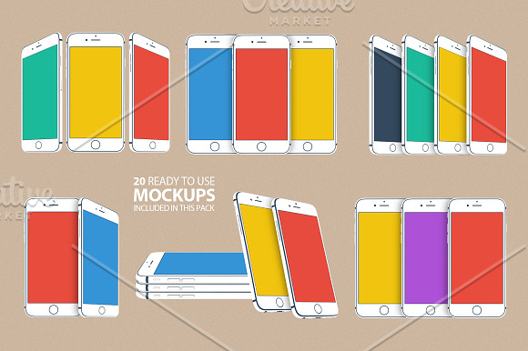 iPhone 6 Flat Mockups in Mobile & Web Mockups - product preview 2