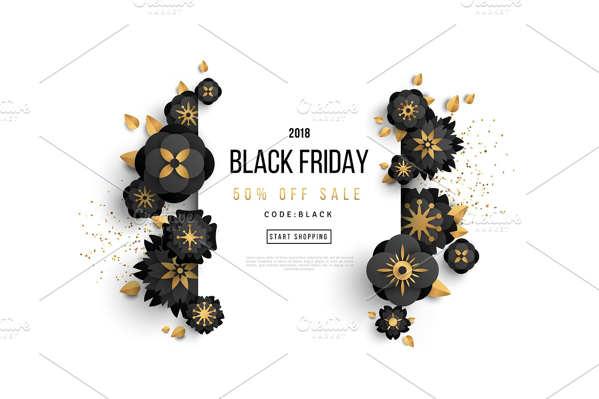 Black Friday Sale with Flowers in Illustrations - product preview 8