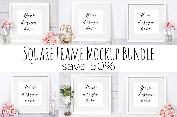 50% Off Square Frame Mockup Bundle in Print Mockups - product preview 6