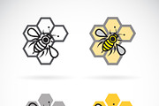 Vector of bee and honeycomb design. 