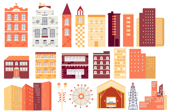 Flat town in Illustrations - product preview 1