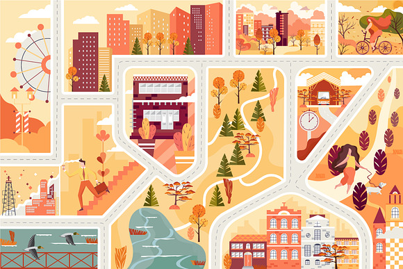 Flat town in Illustrations - product preview 4