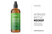 Amber atomizer bottle mockup