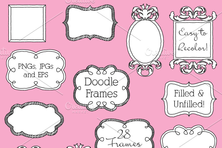 Doodle Frames Clipart and Vectors