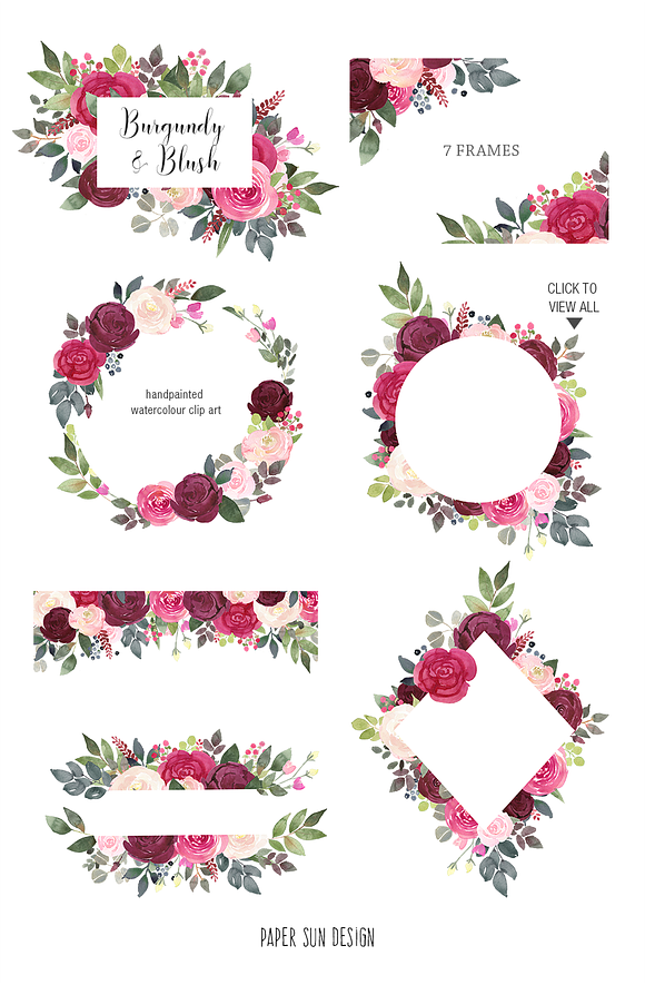Burgundy and Blush Clipart Set  in Illustrations - product preview 2
