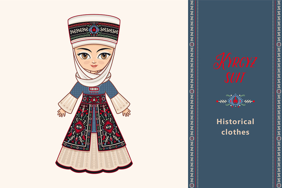 The doll in Kyrgyz dress.
