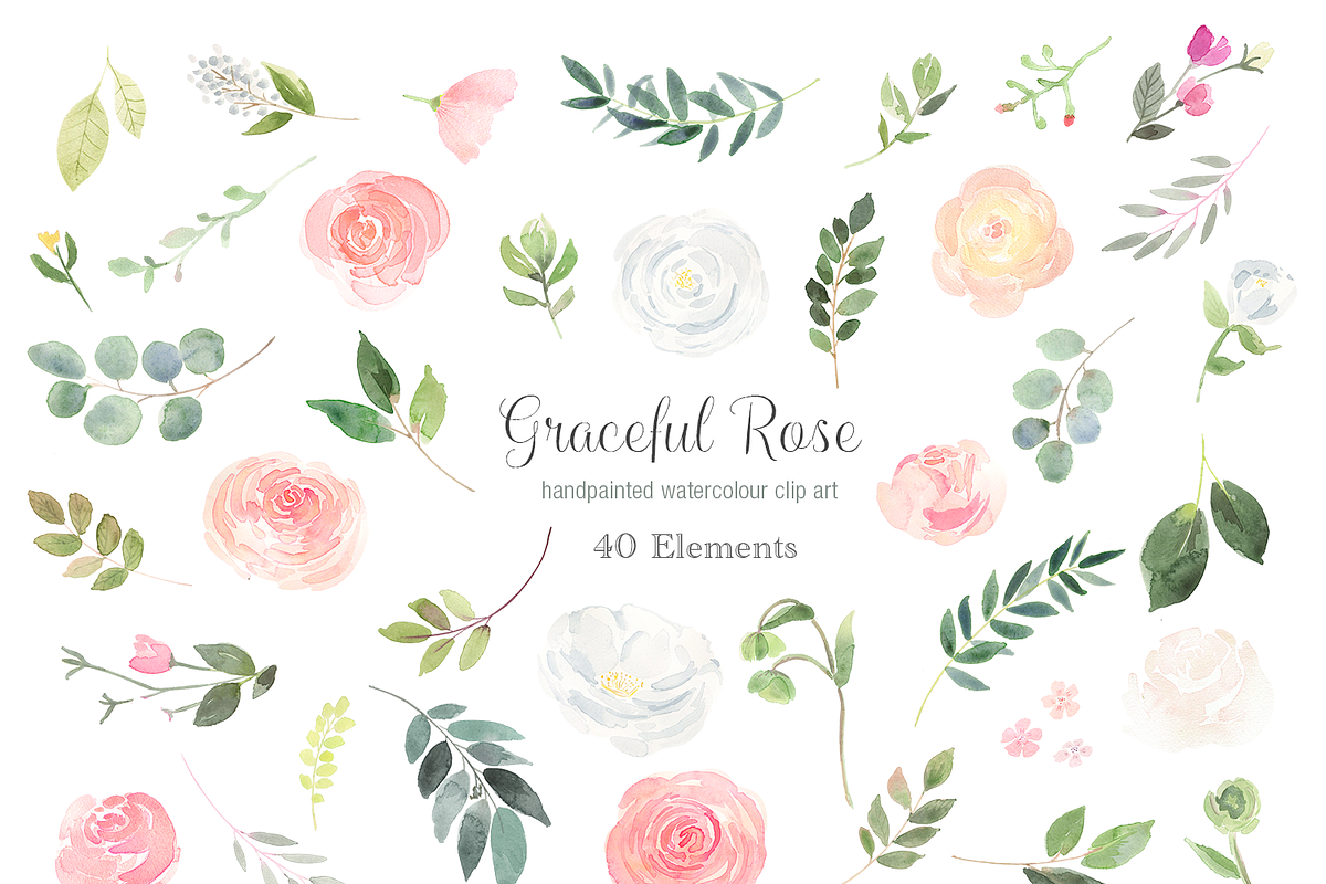 Graceful Rose Clip Art Complete Set in Illustrations - product preview 8