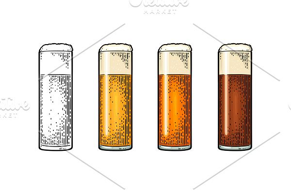 Glass with different types beer -