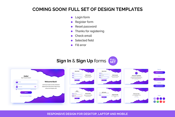 Clean Login Form in Trendy Purple in Landing Page Templates - product preview 2