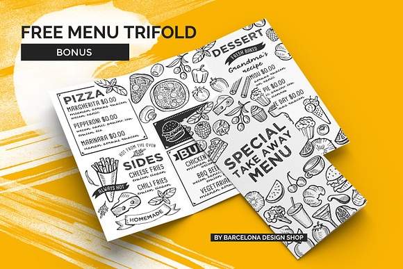 FREE! Trifold + Steak Food Menu in Brochure Templates - product preview 3