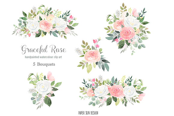 Graceful Rose Clip Art Complete Set in Illustrations - product preview 3
