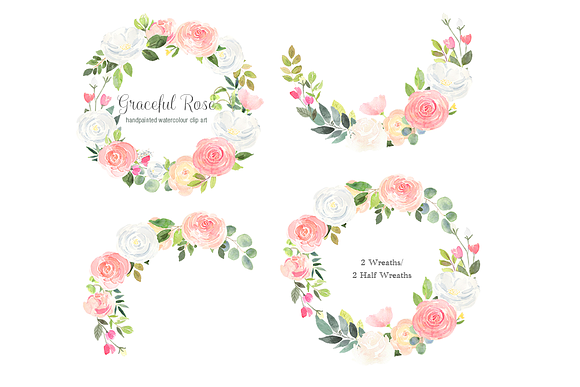 Graceful Rose Clip Art Complete Set in Illustrations - product preview 4