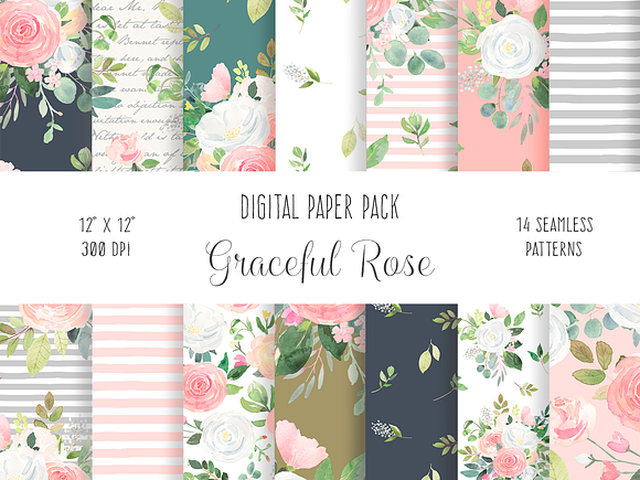 Graceful Rose Clip Art Complete Set in Illustrations - product preview 5