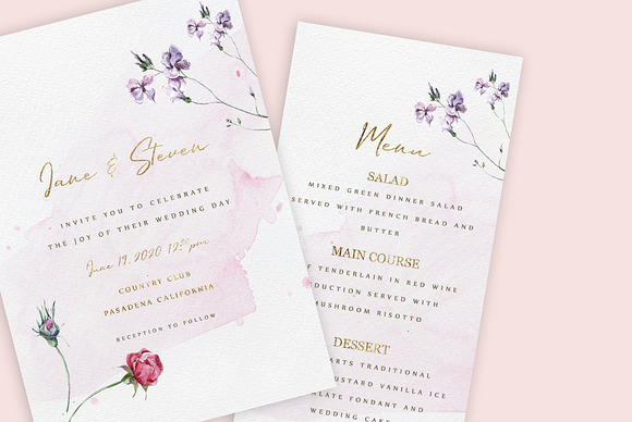Watercolor Roses Wedding Invitation in Wedding Templates - product preview 2