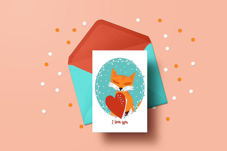 8 Valentine's Day cards with animals