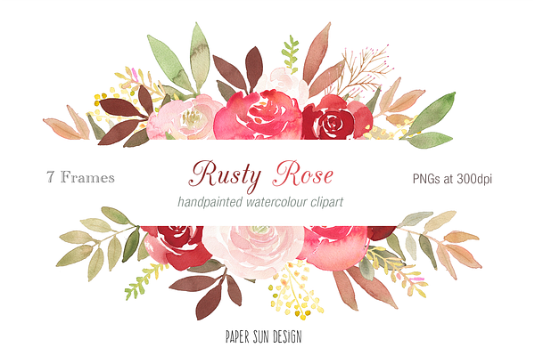 Rusty Rose 7 Floral Frames