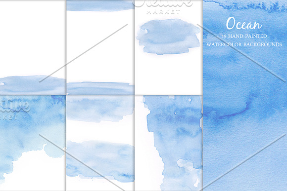Watercolor Backgrounds - Ocean in Textures - product preview 2