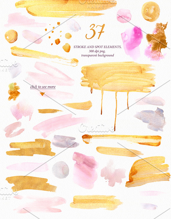 Gold & watercolor collection in Illustrations - product preview 1