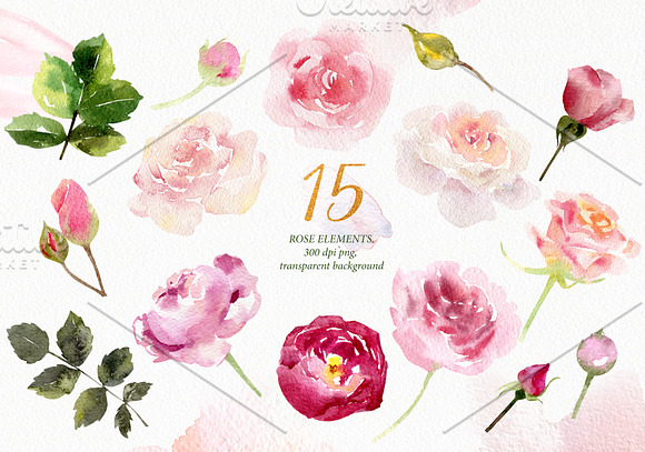 Gold & watercolor collection in Illustrations - product preview 2