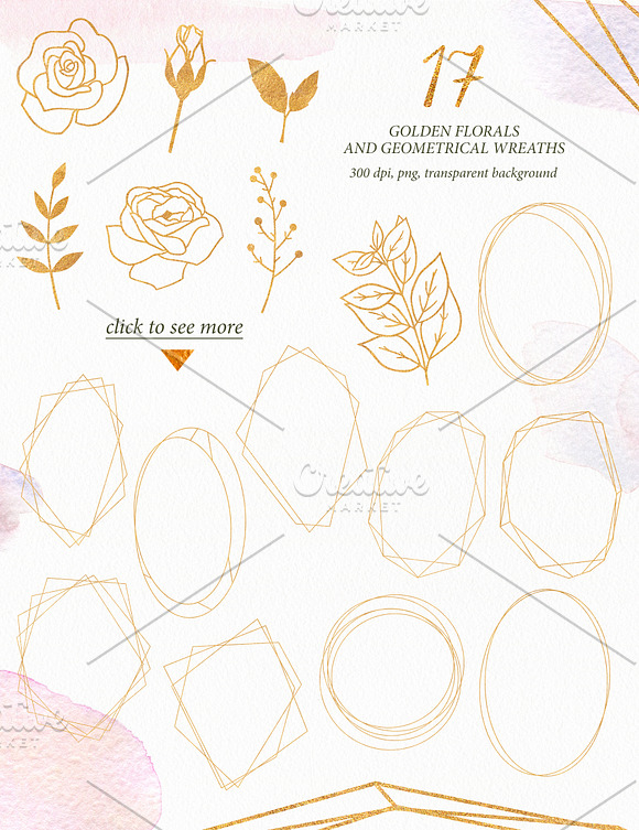 Gold & watercolor collection in Illustrations - product preview 4