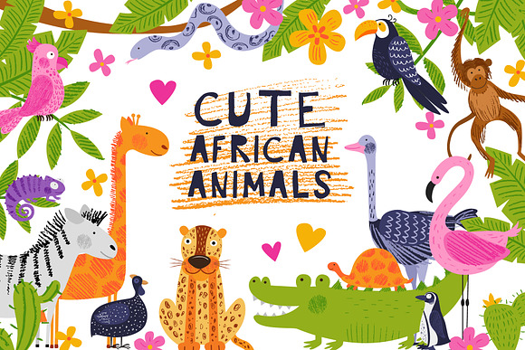 Cute African animals in Illustrations - product preview 2