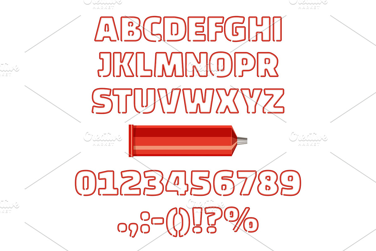 Tube alphabet with numbers vector in Illustrations - product preview 8