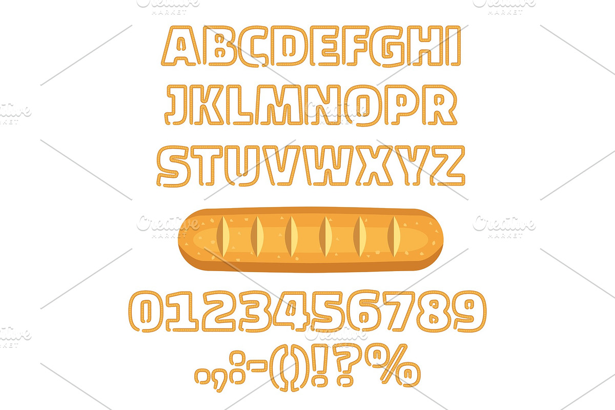 Long loaf alphabet numbers vector in Illustrations - product preview 8