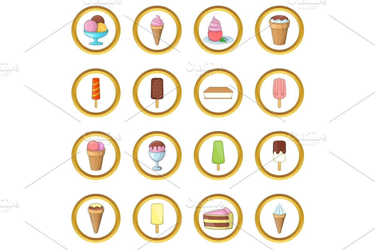 Ice cream vector set, cartoon style in Illustrations - product preview 8