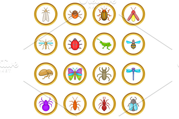 Insects vector set, cartoon style