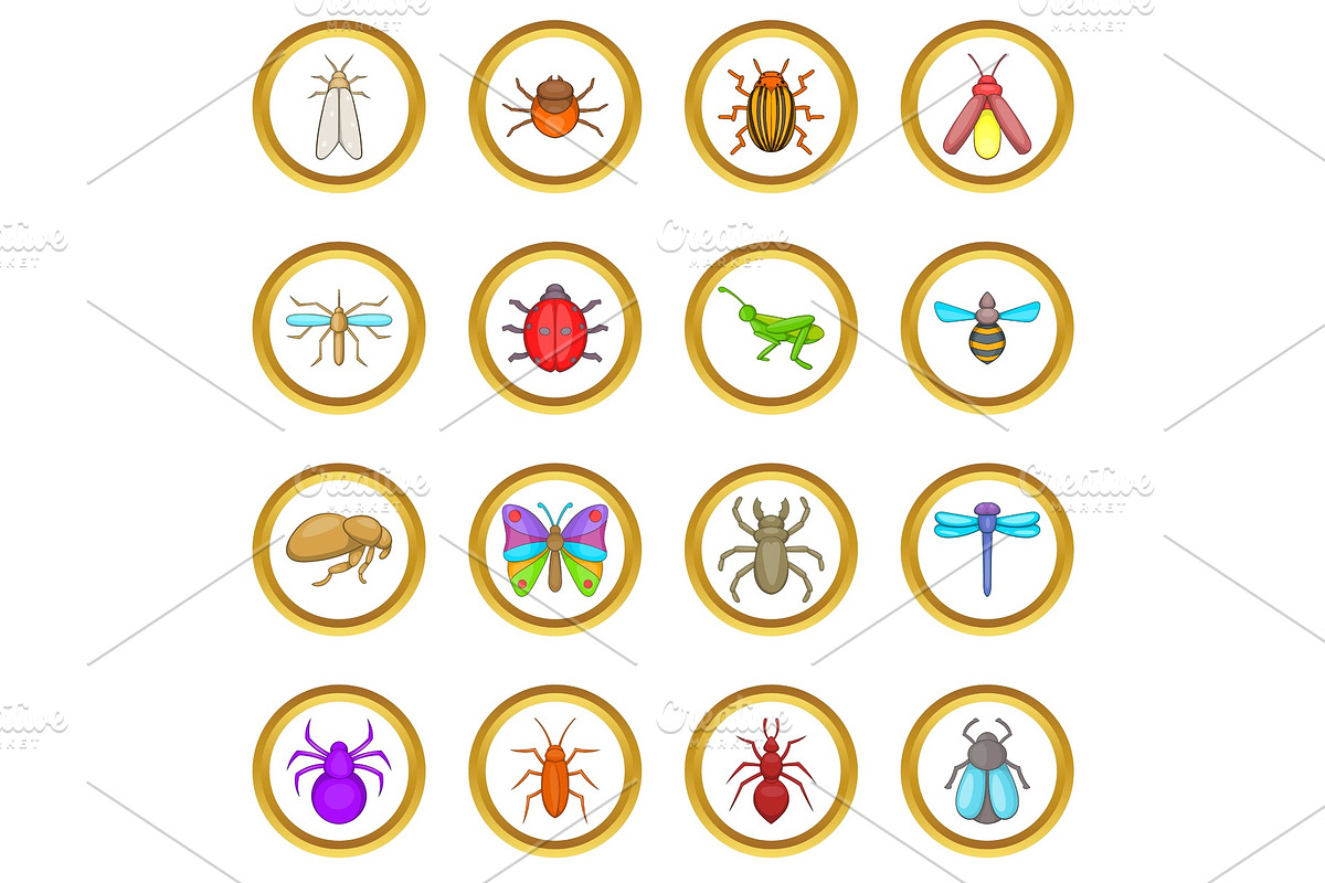 Insects vector set, cartoon style in Illustrations - product preview 8